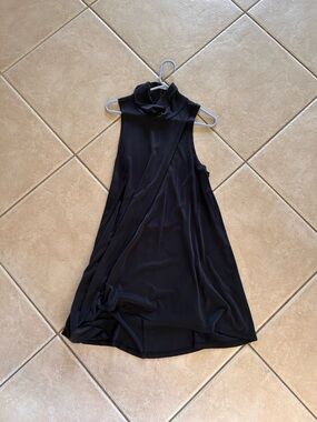 We The Free Black Ribbed Zip-Detail Tank Dress